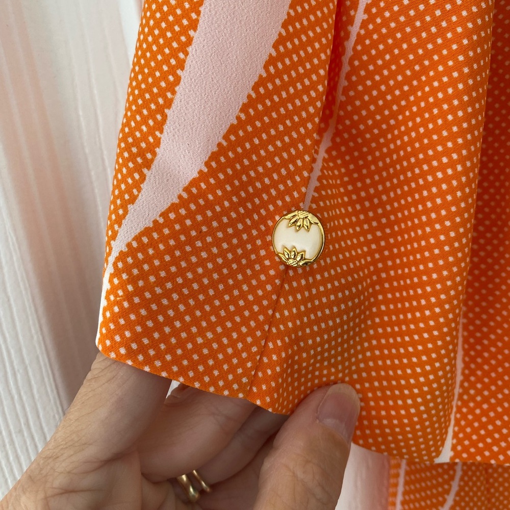 Orange and White Button-Up Blouse - Picture 3 of 3